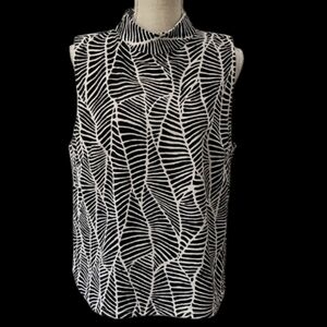 Melloday Chic Black and White Patterned Sleeveless Top